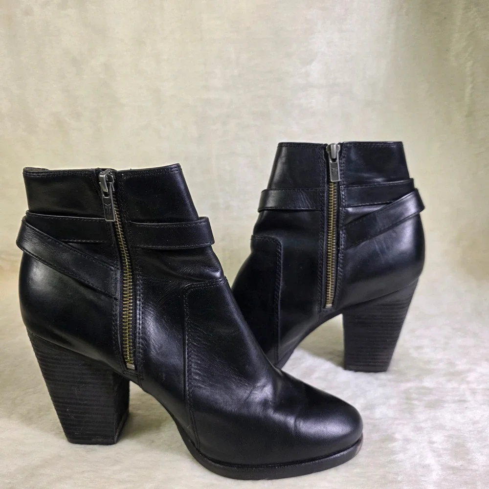Frye Patty Riding Bootie Black Leather Heeled Ankle Boots Womens 10M Excellent